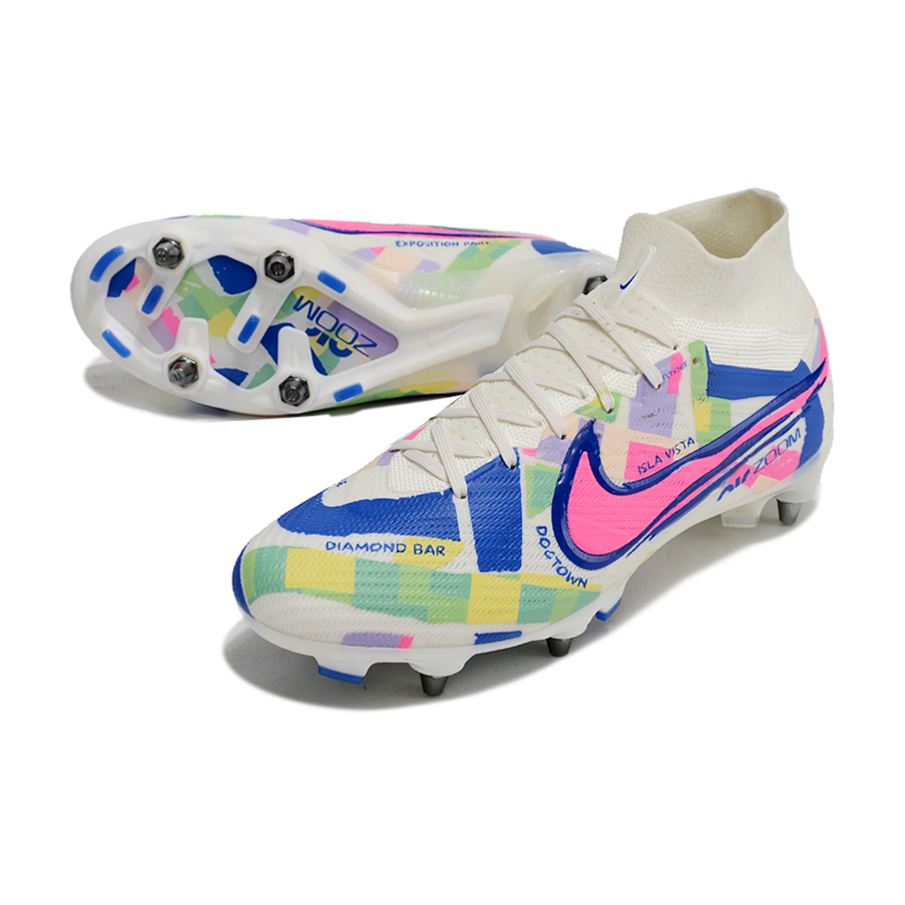 Chuteira Campo Nike Air Zoom Mercurial Superfly 9 Elite Trava Mista Cinza e Preto 