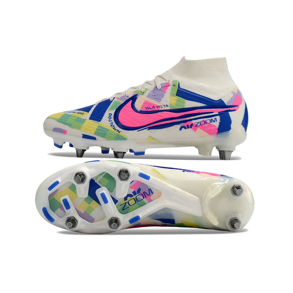 Chuteira Campo Nike Air Zoom Mercurial Superfly 9 Elite Trava Mista Cinza e Preto 