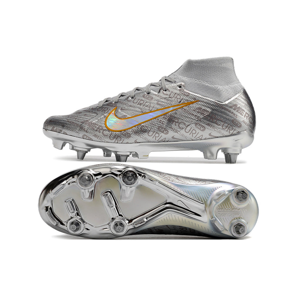 Chuteira Campo Nike Air Zoom Mercurial Superfly 9 Elite Trava Mista Prata 