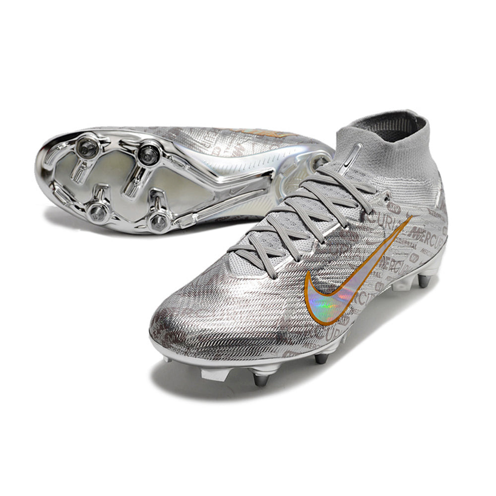 Chuteira Campo Nike Air Zoom Mercurial Superfly 9 Elite Trava Mista Prata 