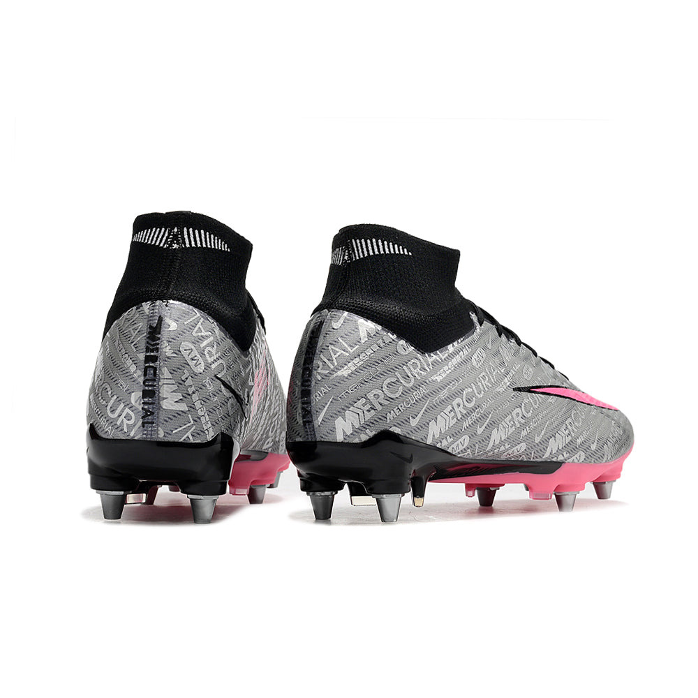 Chuteira Campo Nike Air Zoom Mercurial Superfly 9 Elite Trava Mista Prata e Rosa 