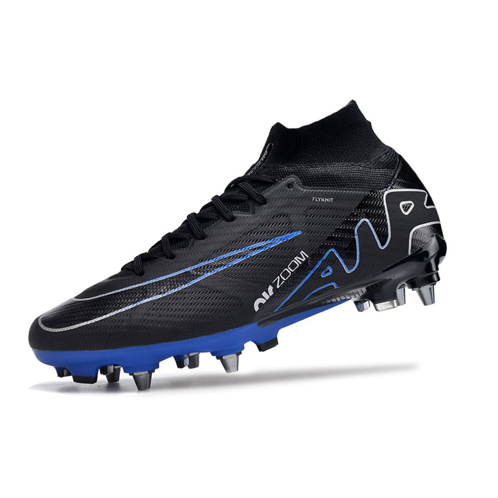 Chuteira Campo Nike Air Zoom Mercurial Superfly 9 Elite Trava Mista Preta e Azul 