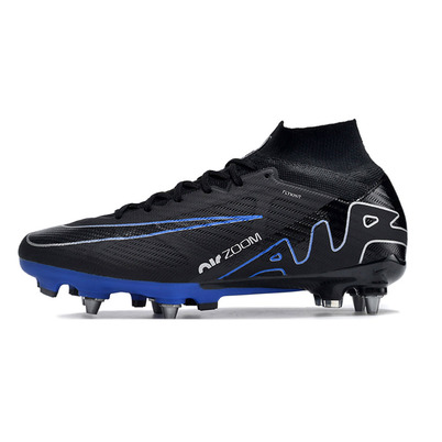 Chuteira Campo Nike Air Zoom Mercurial Superfly 9 Elite Trava Mista Preta e Azul 