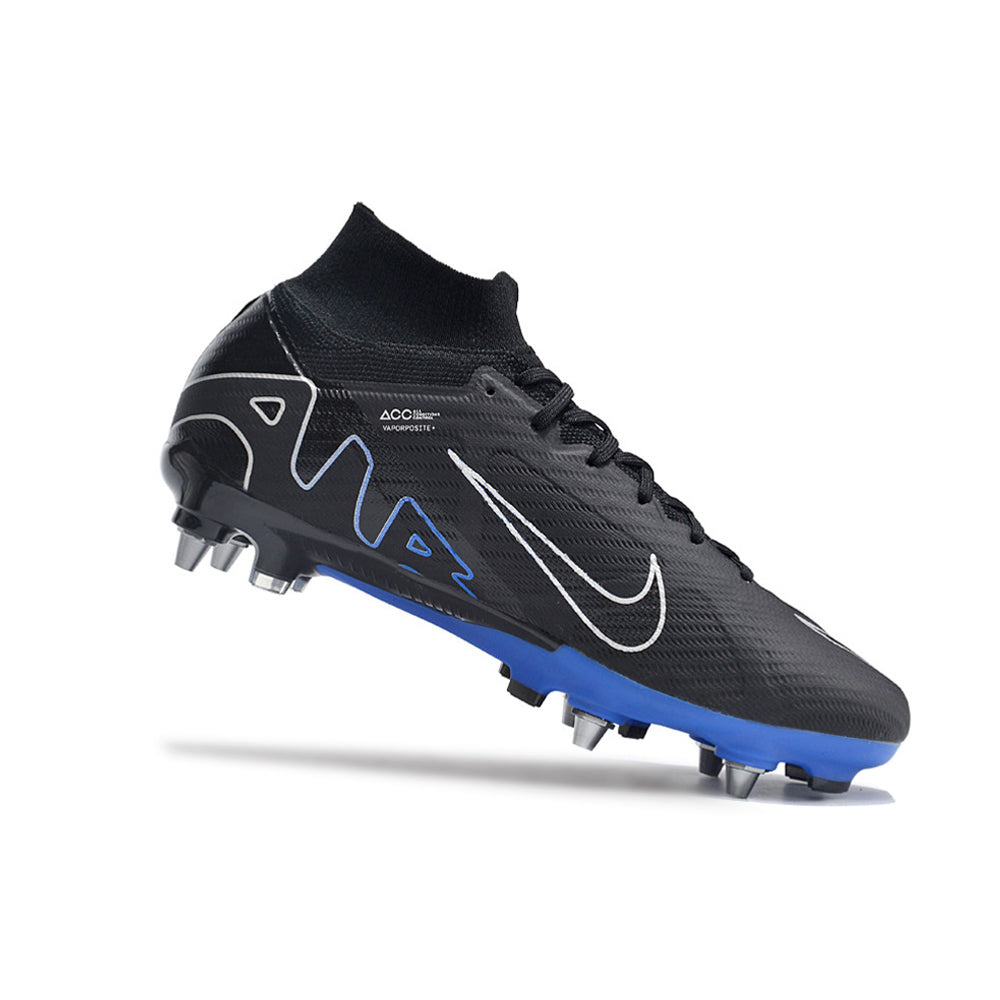 Chuteira Campo Nike Air Zoom Mercurial Superfly 9 Elite Trava Mista Preta e Azul 
