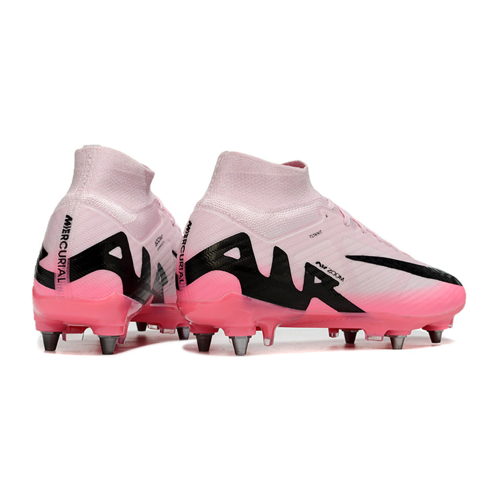 Chuteira Campo Nike Air Zoom Mercurial Superfly 9 Elite Trava Mista Rosa e Preta 