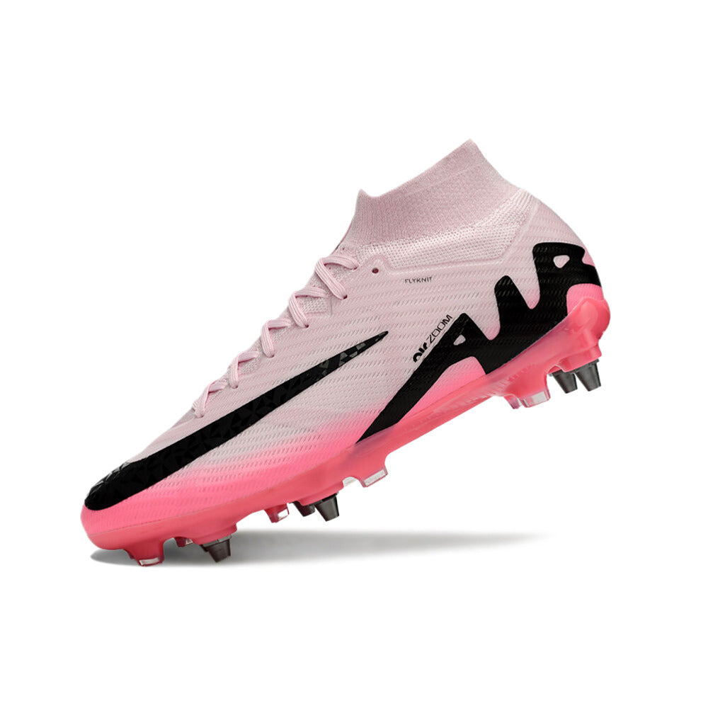 Chuteira Campo Nike Air Zoom Mercurial Superfly 9 Elite Trava Mista Rosa e Preta 