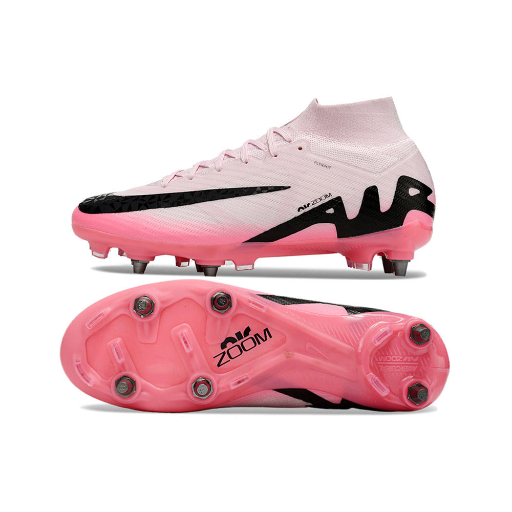 Chuteira Campo Nike Air Zoom Mercurial Superfly 9 Elite Trava Mista Rosa e Preta 