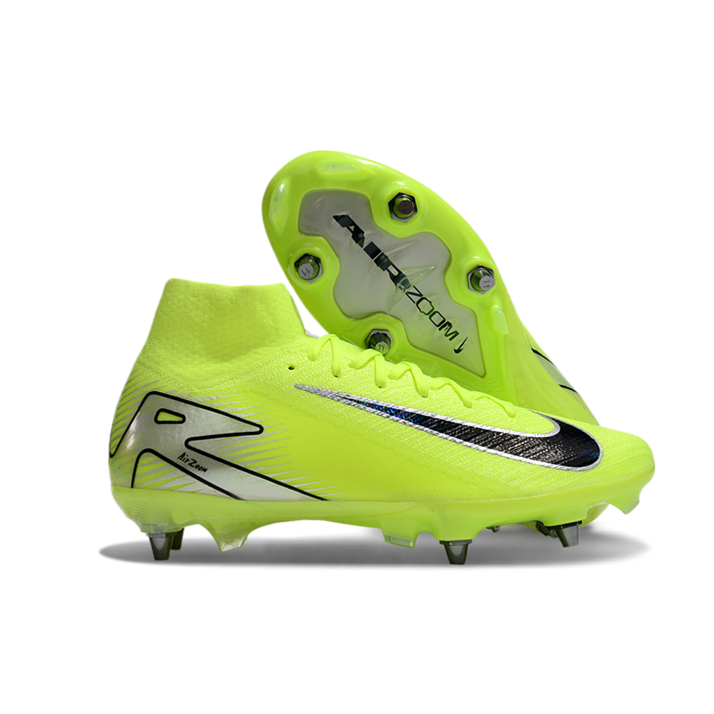 Chuteira Campo Nike Air Zoom Mercurial Superfly 9 Elite Trava Mista Verde e Preta 
