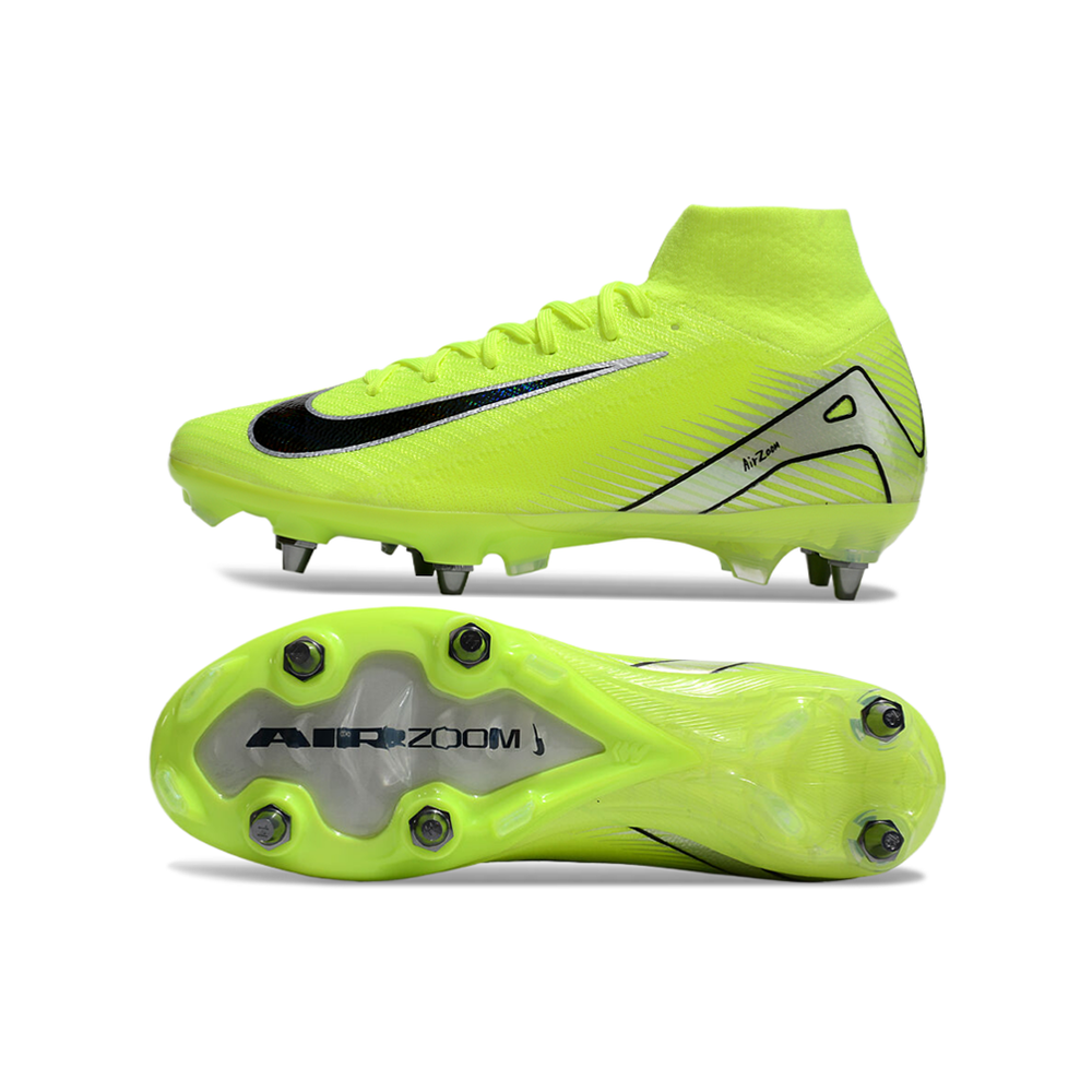 Chuteira Campo Nike Air Zoom Mercurial Superfly 9 Elite Trava Mista Verde e Preta 