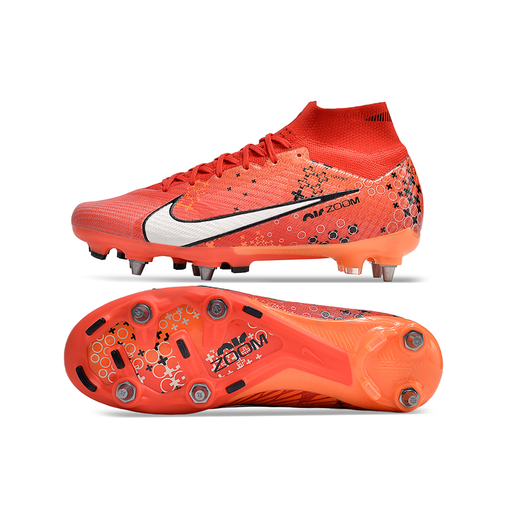 Chuteira Campo Nike Air Zoom Mercurial Superfly 9 Elite Trava Mista Vermelha 