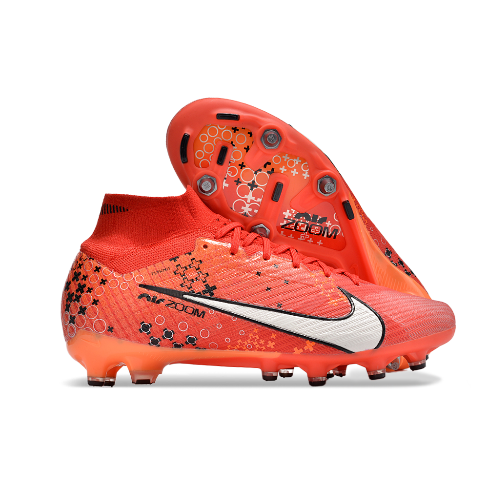 Chuteira Campo Nike Air Zoom Mercurial Superfly 9 Elite Trava Mista Vermelha 