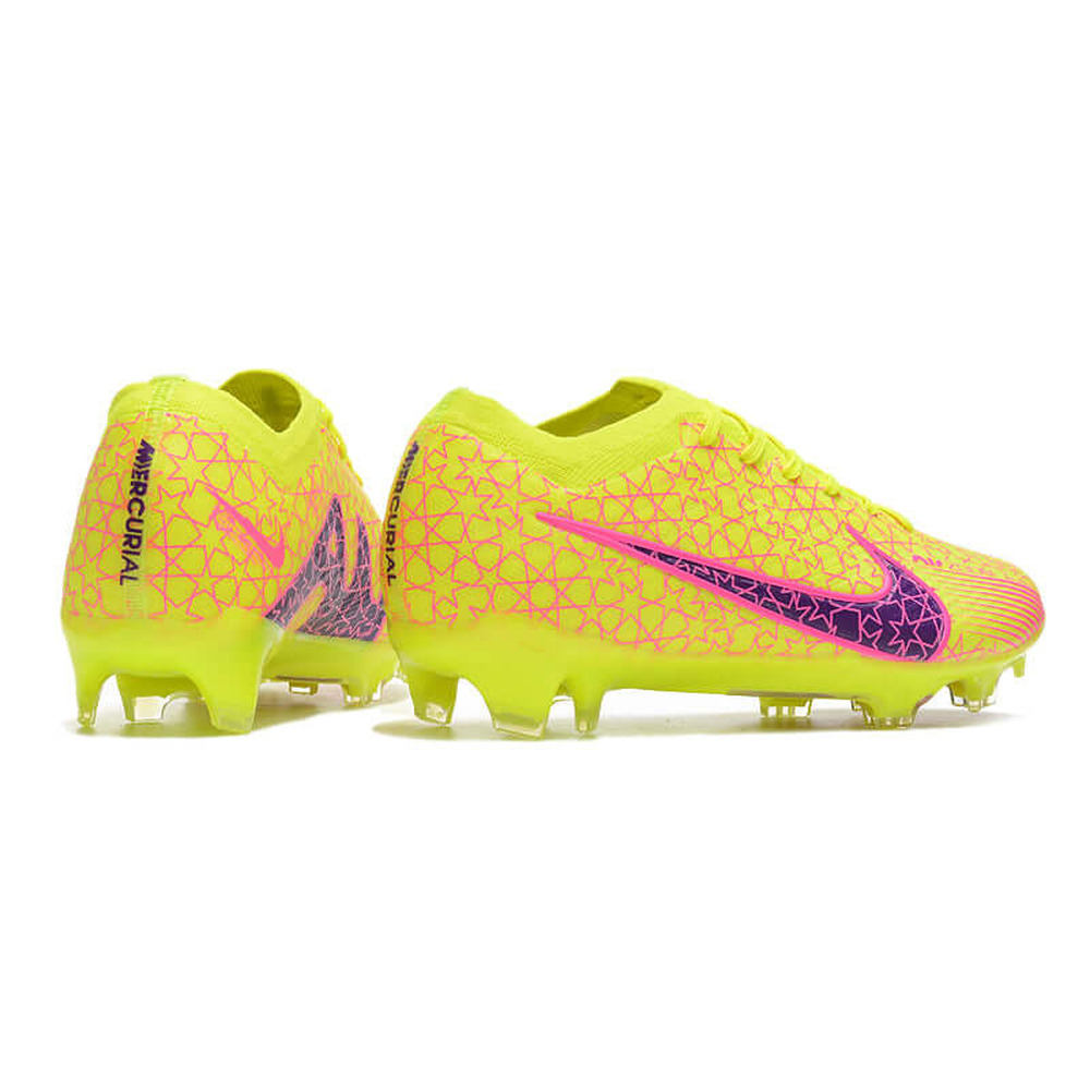 Chuteira Campo Nike Air Zoom Mercurial Vapor 15 Elite FG Amarela e Rosa 