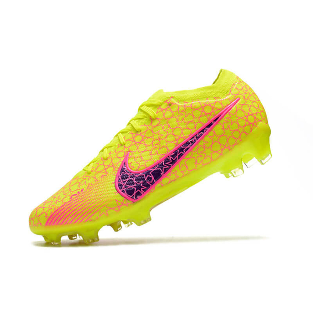 Chuteira Campo Nike Air Zoom Mercurial Vapor 15 Elite FG Amarela e Rosa 