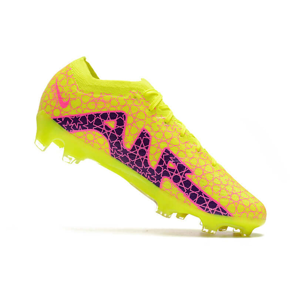 Chuteira Campo Nike Air Zoom Mercurial Vapor 15 Elite FG Amarela e Rosa 
