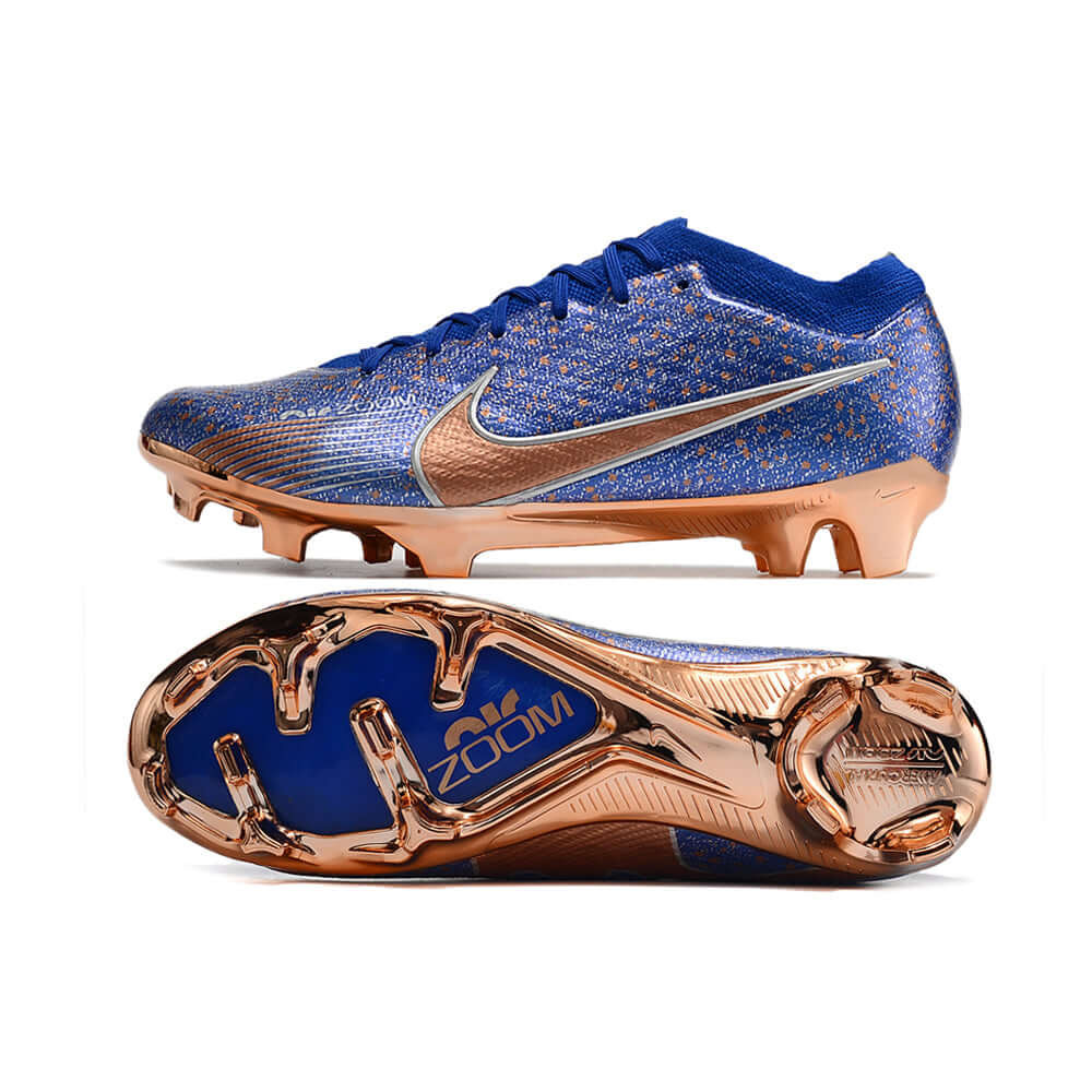 Chuteira Campo Nike Air Zoom Mercurial Vapor 15 Elite FG Azul e Cobre