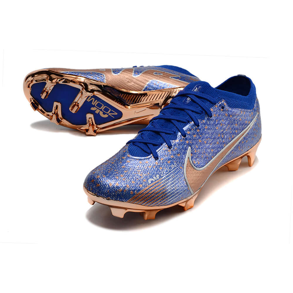 Chuteira Campo Nike Air Zoom Mercurial Vapor 15 Elite FG Azul e Cobre