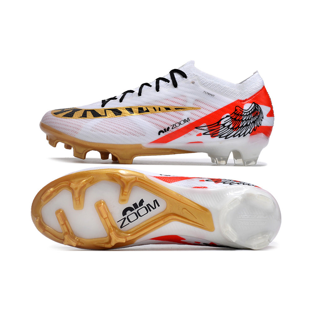 Chuteira Campo Nike Air Zoom Mercurial Vapor 15 Elite FG Branca e Dourada