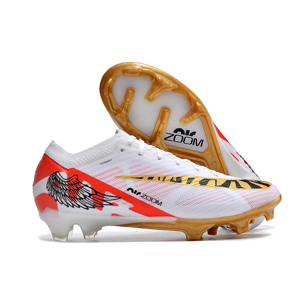 Chuteira Campo Nike Air Zoom Mercurial Vapor 15 Elite FG Branca e Dourada