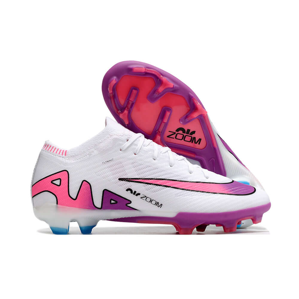 Chuteira Campo Nike Air Zoom Mercurial Vapor 15 Elite FG Branca, Roxo e Rosa