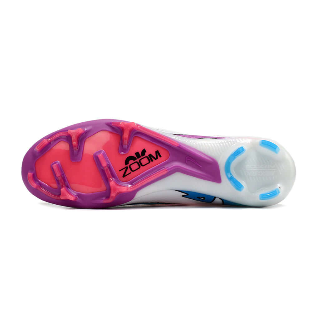 Chuteira Campo Nike Air Zoom Mercurial Vapor 15 Elite FG Branca, Roxo e Rosa