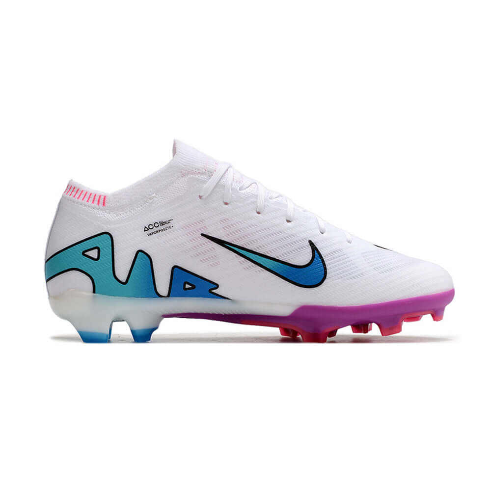 Chuteira Campo Nike Air Zoom Mercurial Vapor 15 Elite FG Branca, Roxo e Rosa