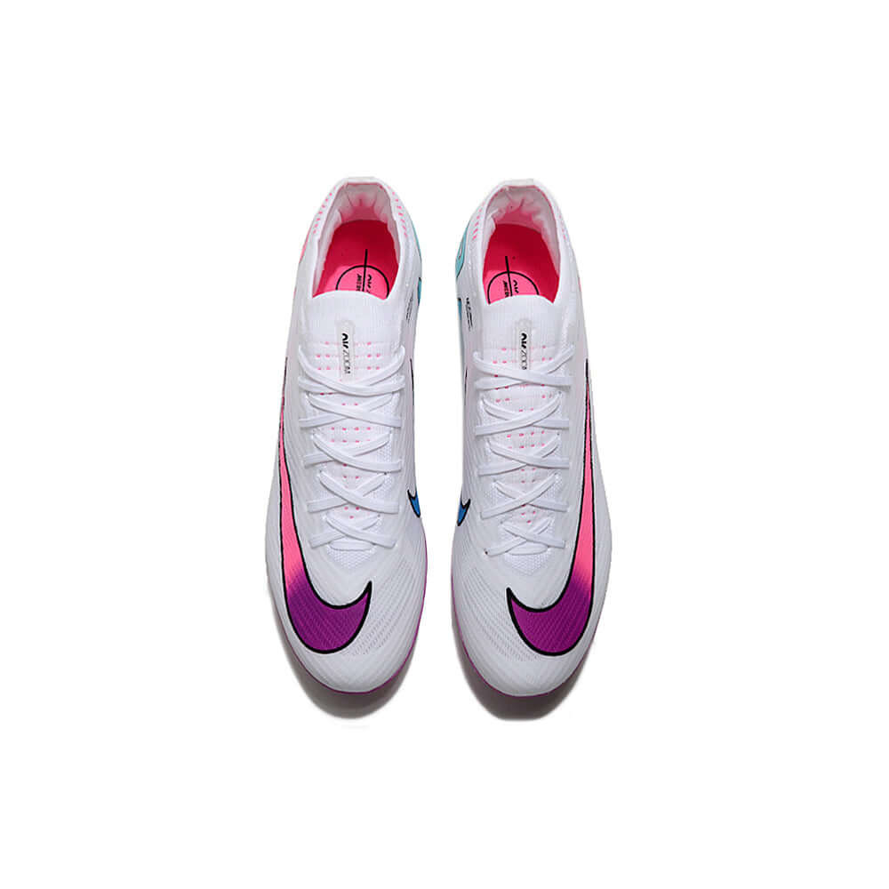Chuteira Campo Nike Air Zoom Mercurial Vapor 15 Elite FG Branca, Roxo e Rosa