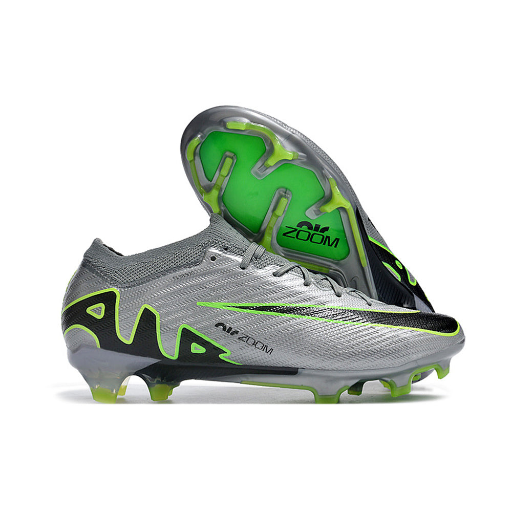 Chuteira Campo Nike Air Zoom Mercurial Vapor 15 Elite FG Cinza e Verde