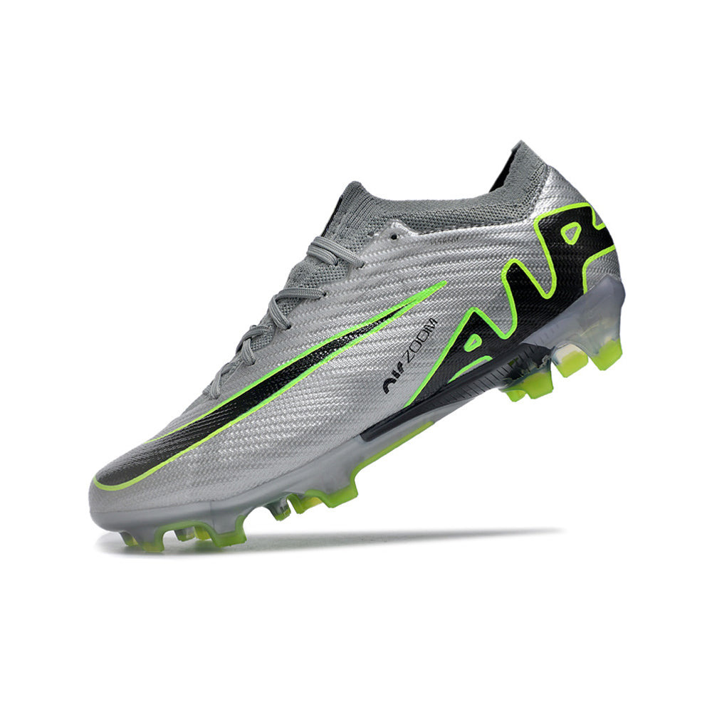Chuteira Campo Nike Air Zoom Mercurial Vapor 15 Elite FG Cinza e Verde