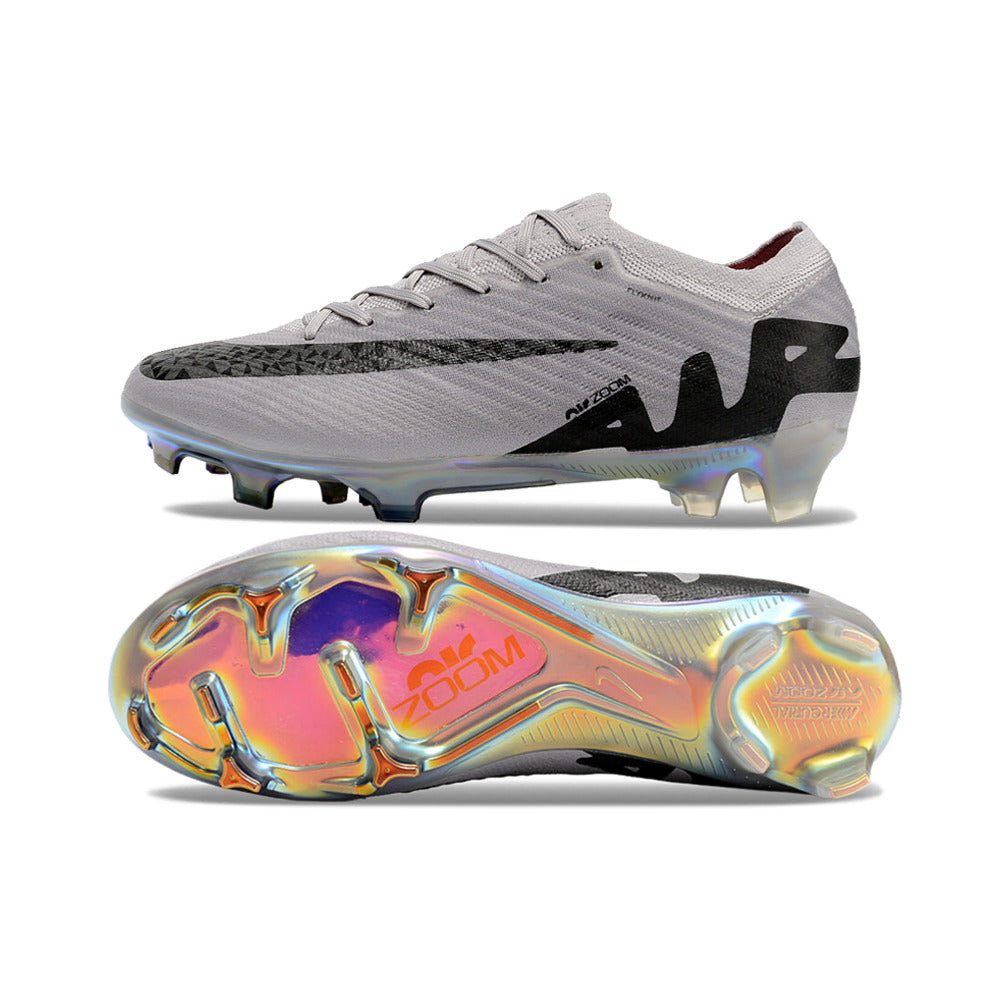 Chuteira Campo Nike Air Zoom Mercurial Vapor 15 Elite FG Prata e Preta 