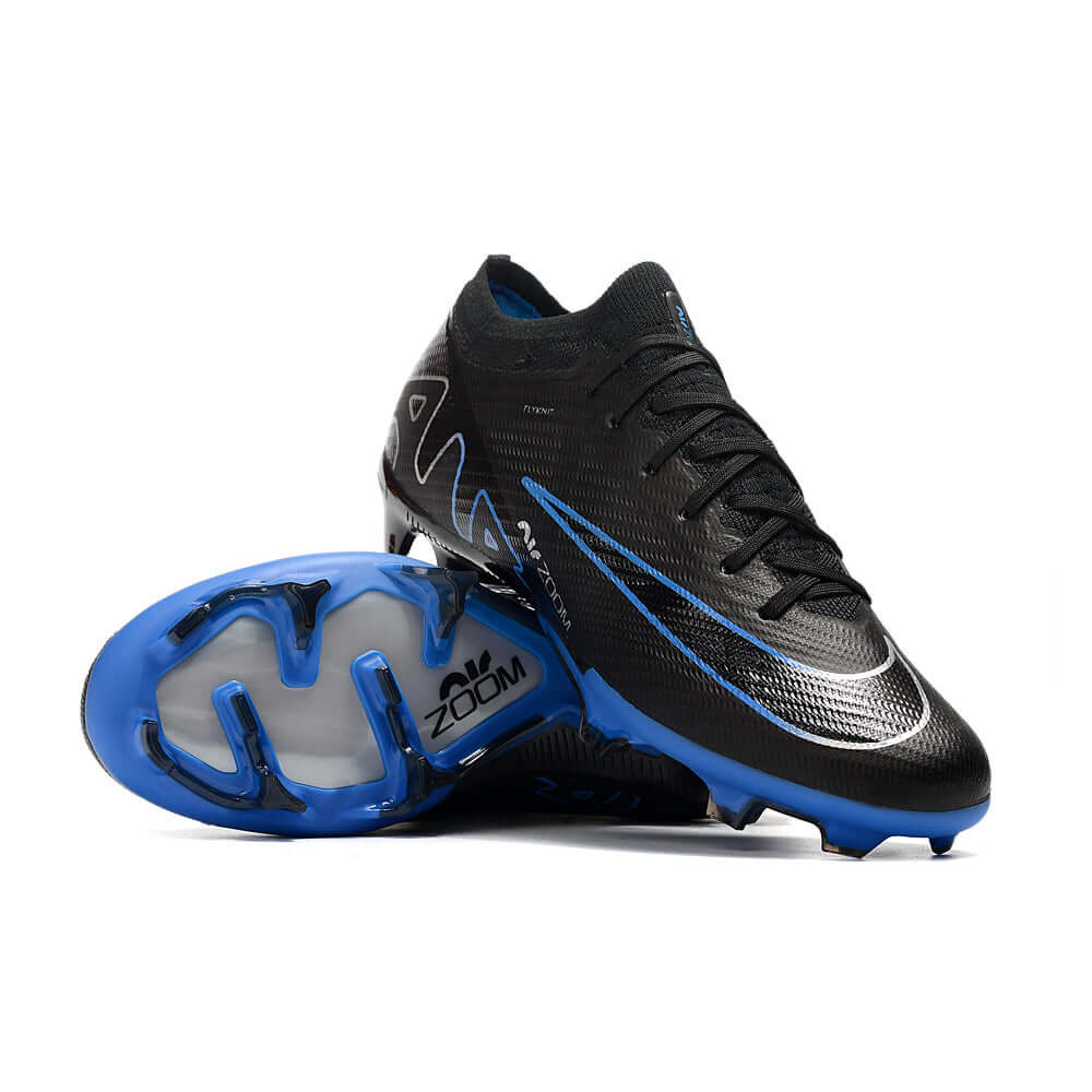 Chuteira Campo Nike Air Zoom Mercurial Vapor 15 Elite FG Preta e Azul 