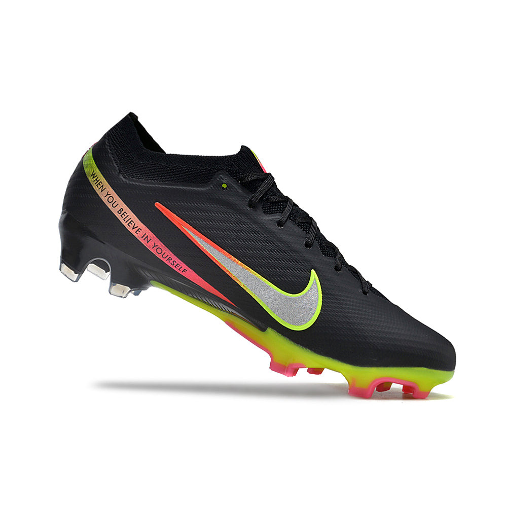 Chuteira Campo Nike Air Zoom Mercurial Vapor 15 Elite FG Preta e Colorida