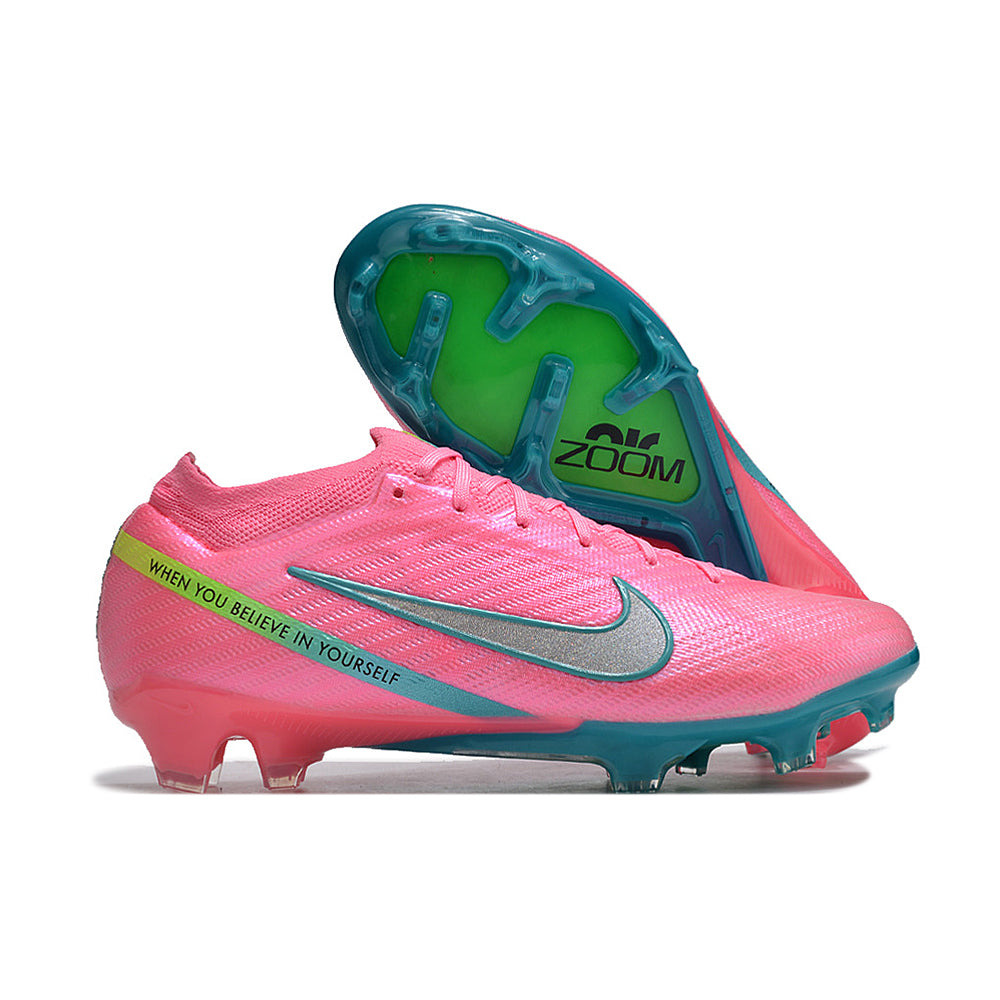 Chuteira Campo Nike Air Zoom Mercurial Vapor 15 Elite FG Rosa e Azul