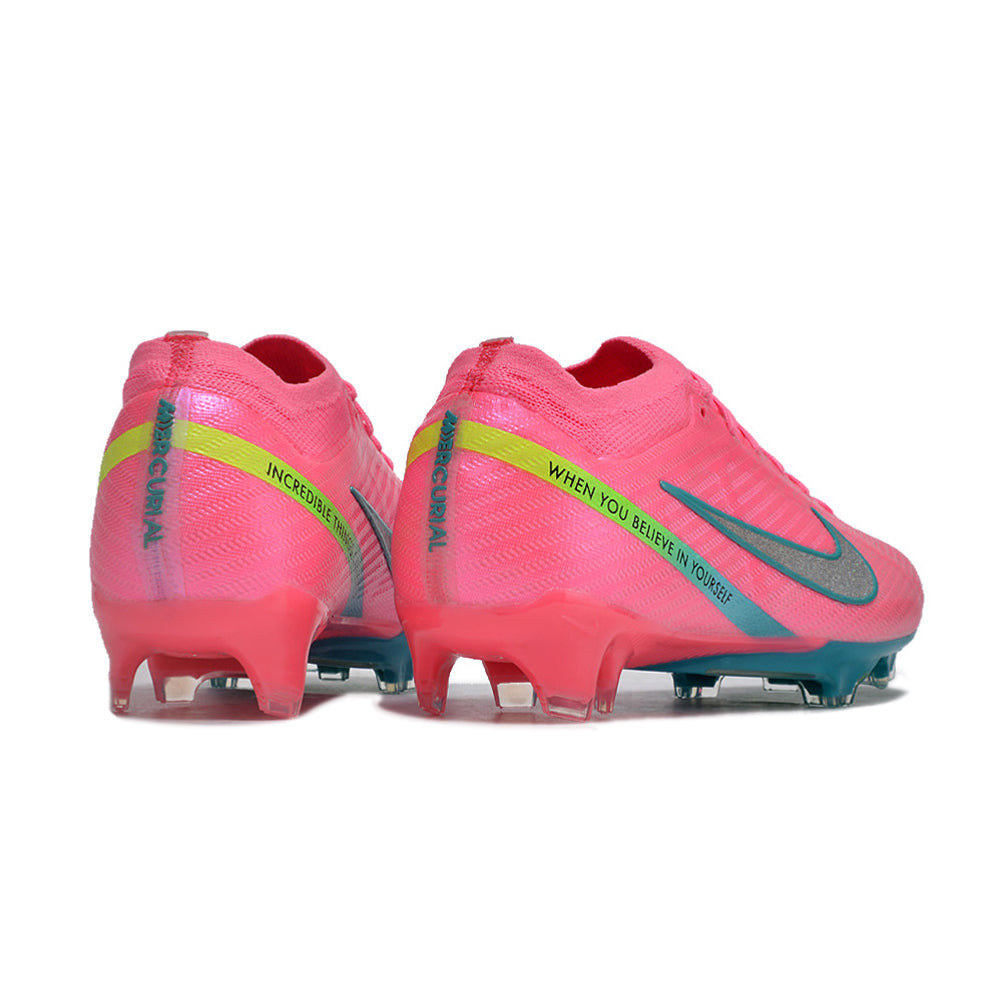 Chuteira Campo Nike Air Zoom Mercurial Vapor 15 Elite FG Rosa e Azul
