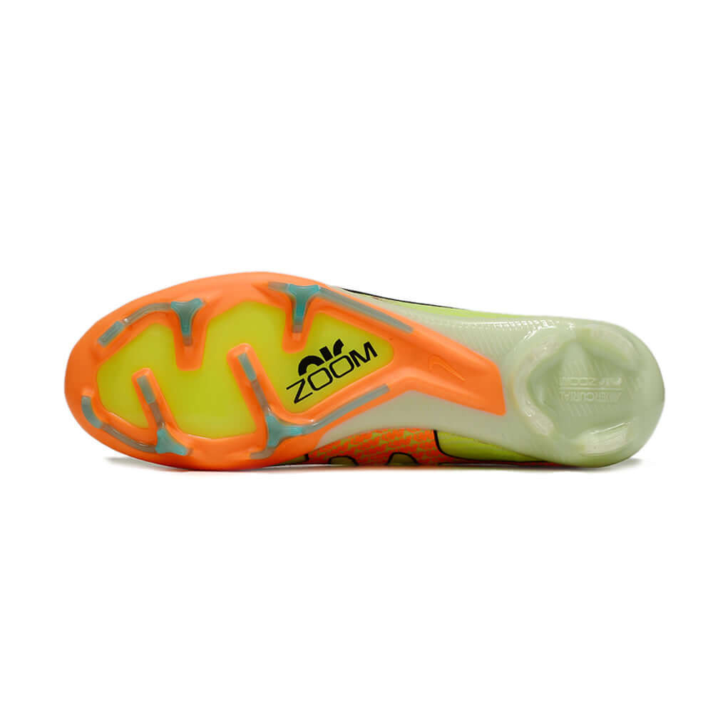 Chuteira Campo Nike Air Zoom Mercurial Vapor 15 Elite FG Verde e Laranja