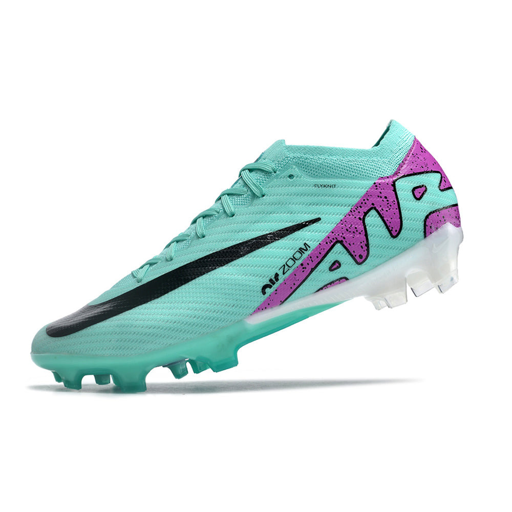 Chuteira Campo Nike Air Zoom Mercurial Vapor 15 Elite FG Verde e Roxa 