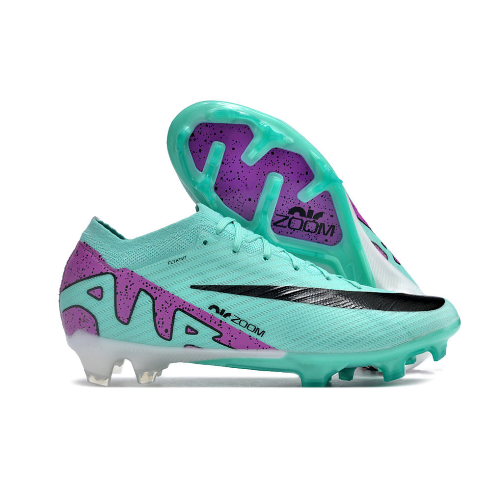 Chuteira Campo Nike Air Zoom Mercurial Vapor 15 Elite FG Verde e Roxa 