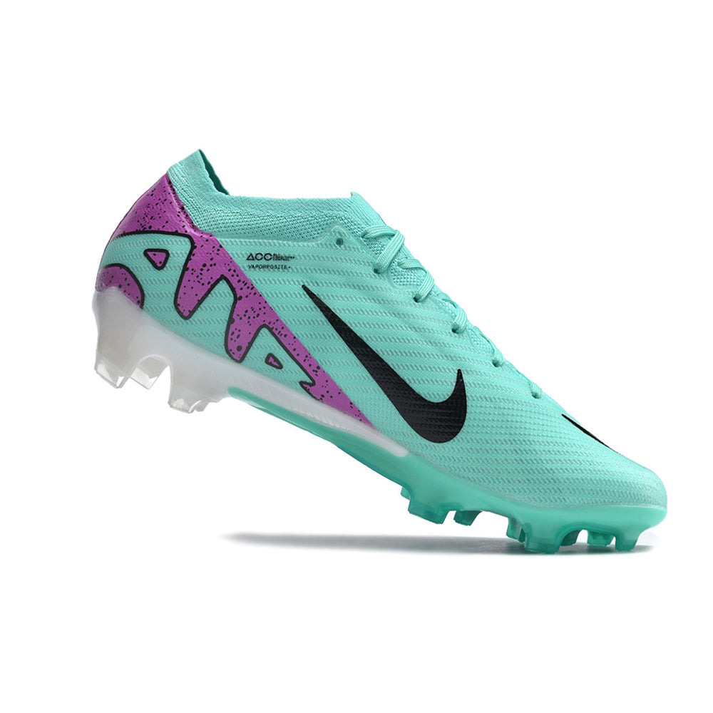 Chuteira Campo Nike Air Zoom Mercurial Vapor 15 Elite FG Verde e Roxa 