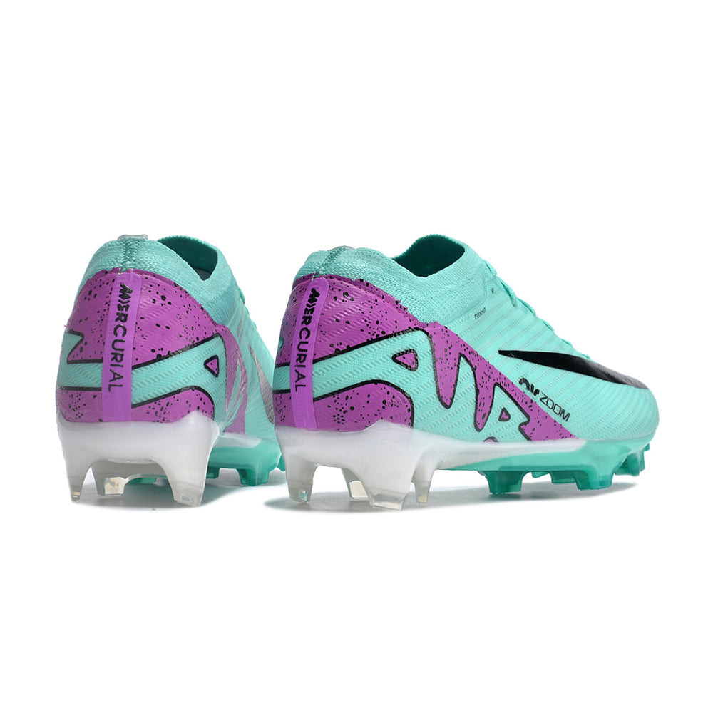 Chuteira Campo Nike Air Zoom Mercurial Vapor 15 Elite FG Verde e Roxa 