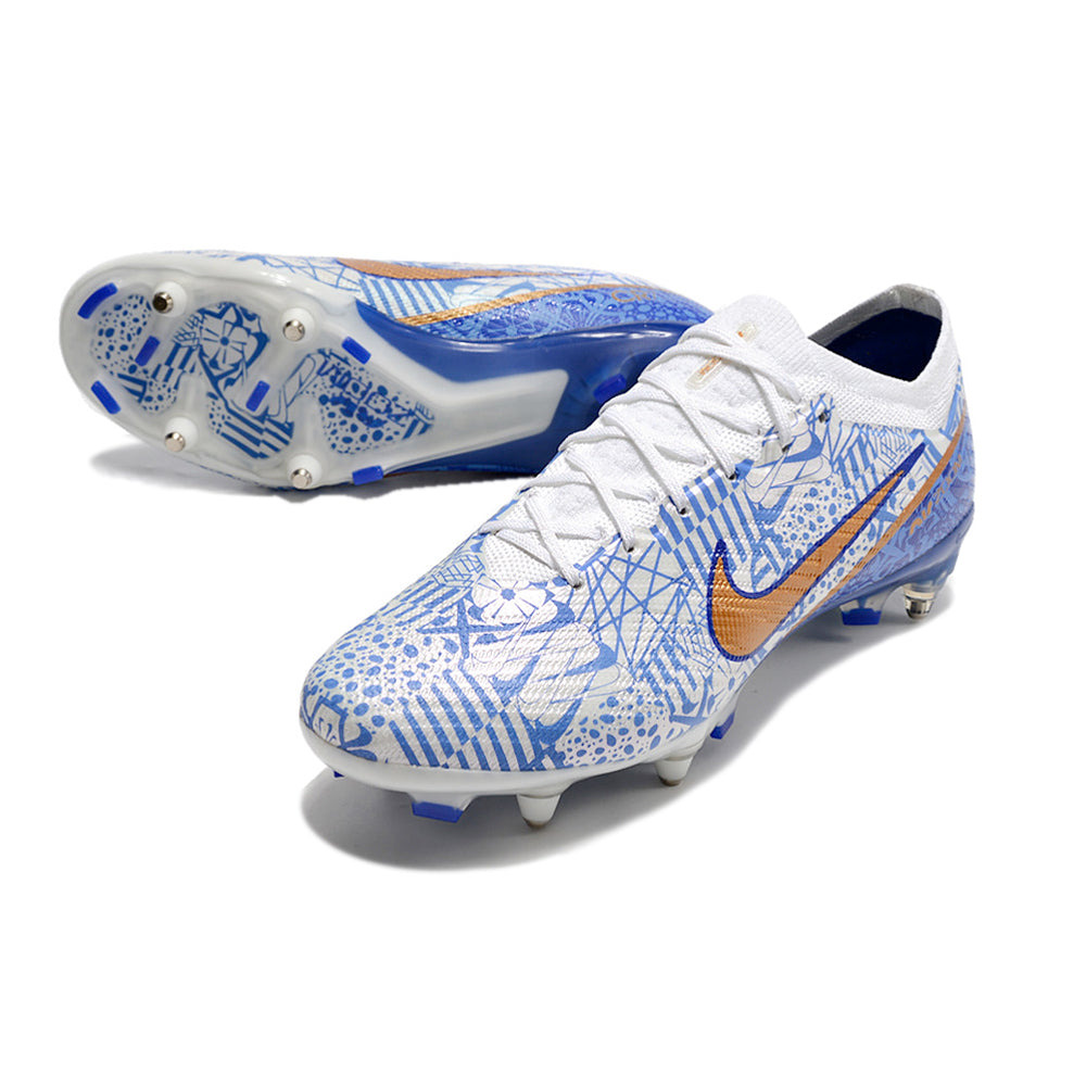 Chuteira Campo Nike Air Zoom Mercurial Vapor 15 Elite Ponta de Aluminio Azul 