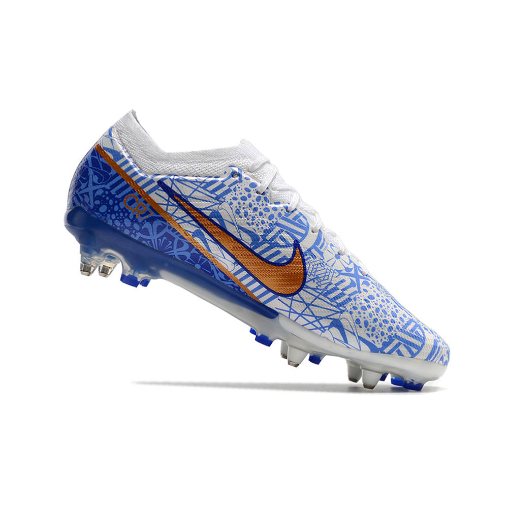 Chuteira Campo Nike Air Zoom Mercurial Vapor 15 Elite Ponta de Aluminio Azul 