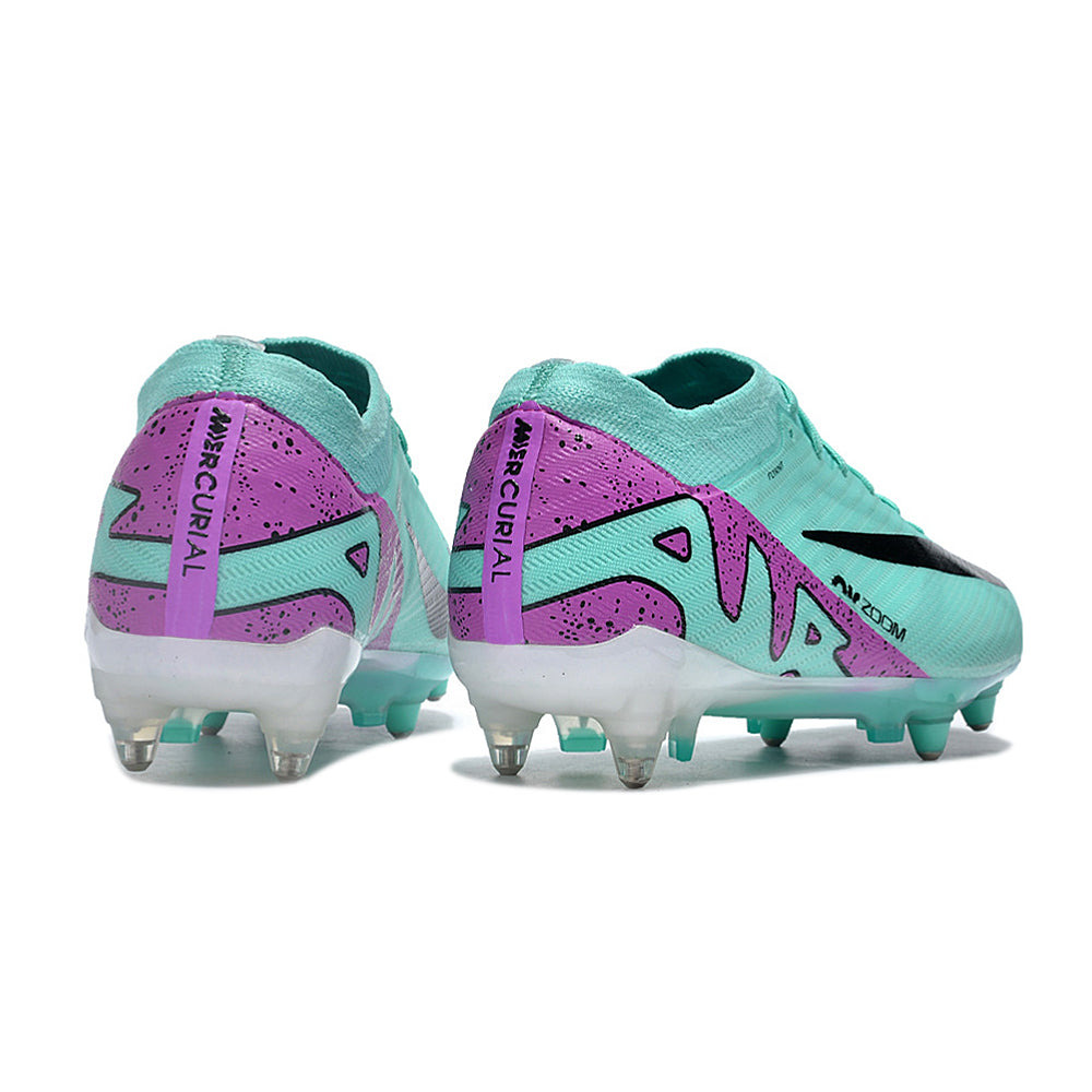 Chuteira Campo Nike Air Zoom Mercurial Vapor 15 Elite Ponta de Aluminio Azul e Roxa 