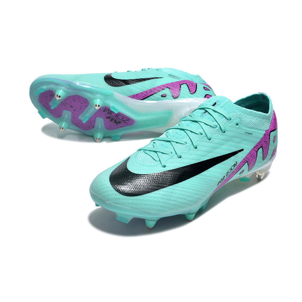 Chuteira Campo Nike Air Zoom Mercurial Vapor 15 Elite Ponta de Aluminio Azul e Roxa 
