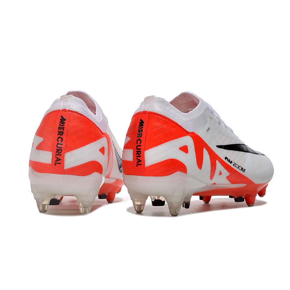 Chuteira Campo Nike Air Zoom Mercurial Vapor 15 Elite Ponta de Aluminio Branca e Laranja 