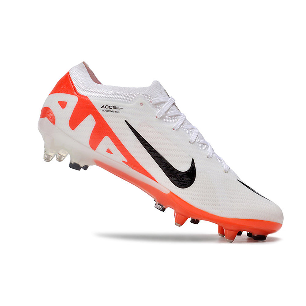 Chuteira Campo Nike Air Zoom Mercurial Vapor 15 Elite Ponta de Aluminio Branca e Laranja 