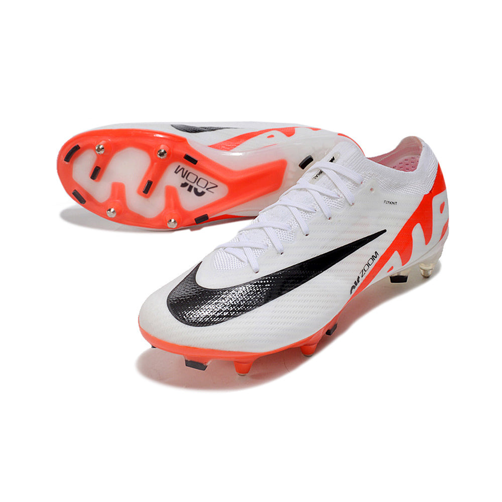 Chuteira Campo Nike Air Zoom Mercurial Vapor 15 Elite Ponta de Aluminio Branca e Laranja 