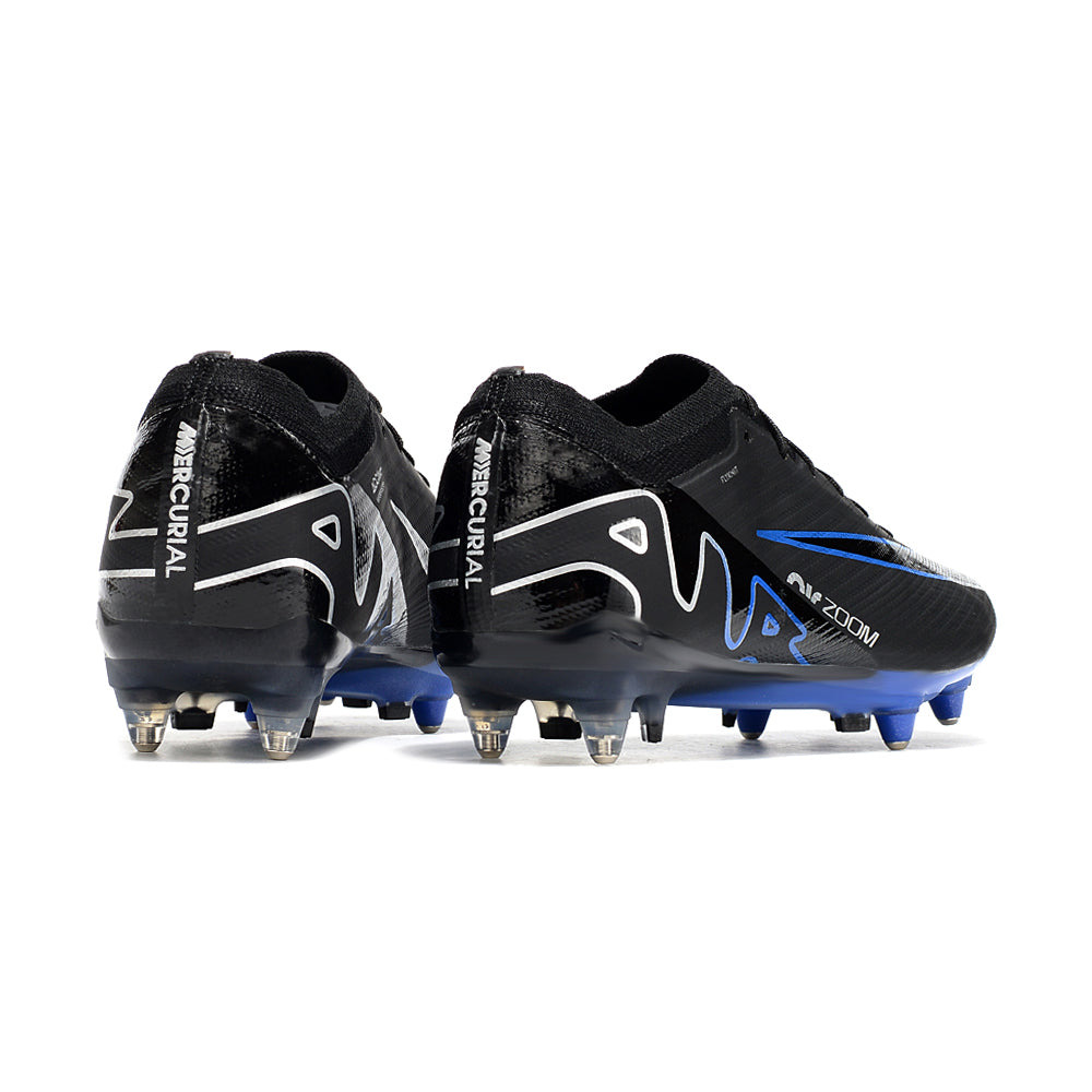 Chuteira Campo Nike Air Zoom Mercurial Vapor 15 Elite Ponta de Aluminio Preta e Azul 