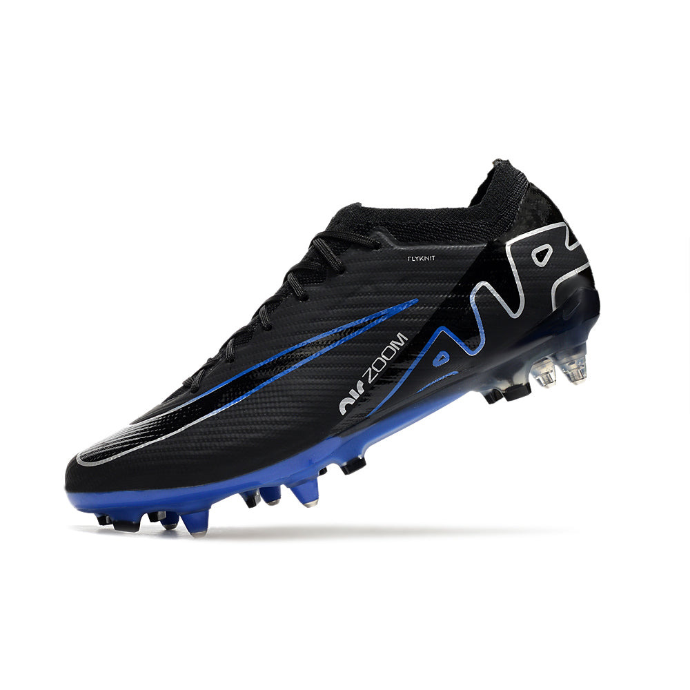 Chuteira Campo Nike Air Zoom Mercurial Vapor 15 Elite Ponta de Aluminio Preta e Azul 