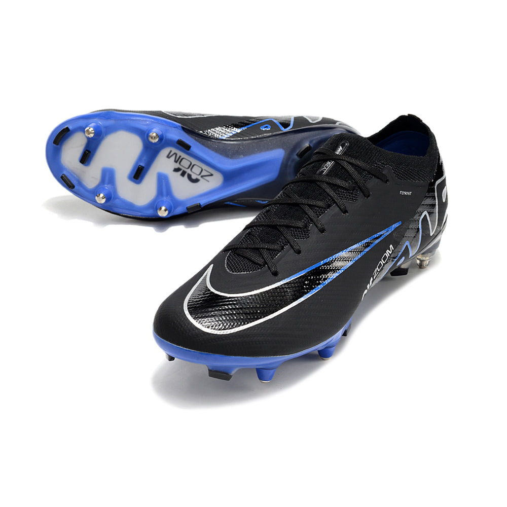 Chuteira Campo Nike Air Zoom Mercurial Vapor 15 Elite Ponta de Aluminio Preta e Azul 