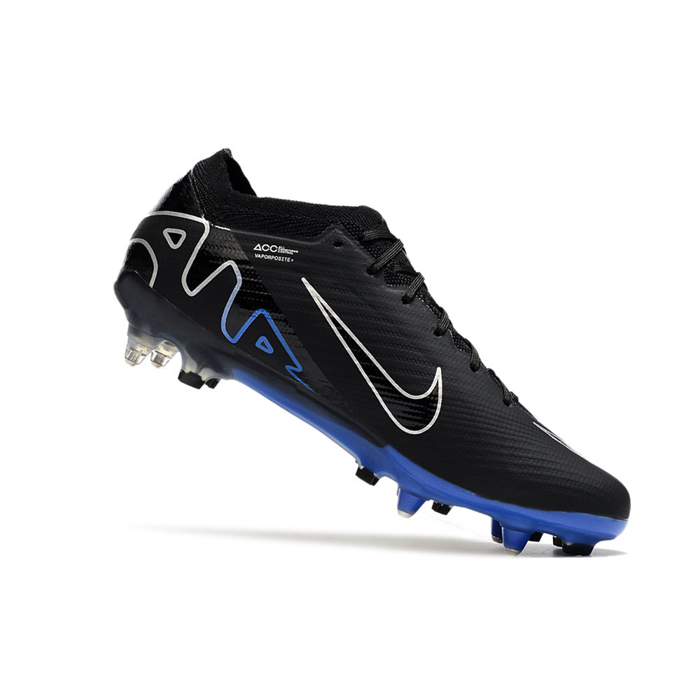 Chuteira Campo Nike Air Zoom Mercurial Vapor 15 Elite Ponta de Aluminio Preta e Azul 
