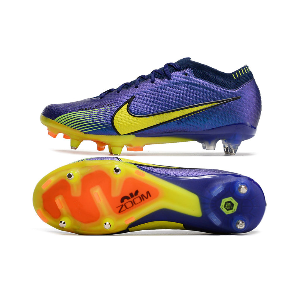 Chuteira Campo Nike Air Zoom Mercurial Vapor 15 Elite Ponta de Aluminio Roxa e Amarela